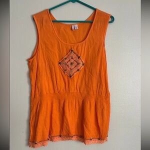 Beaded island cotton linen tank